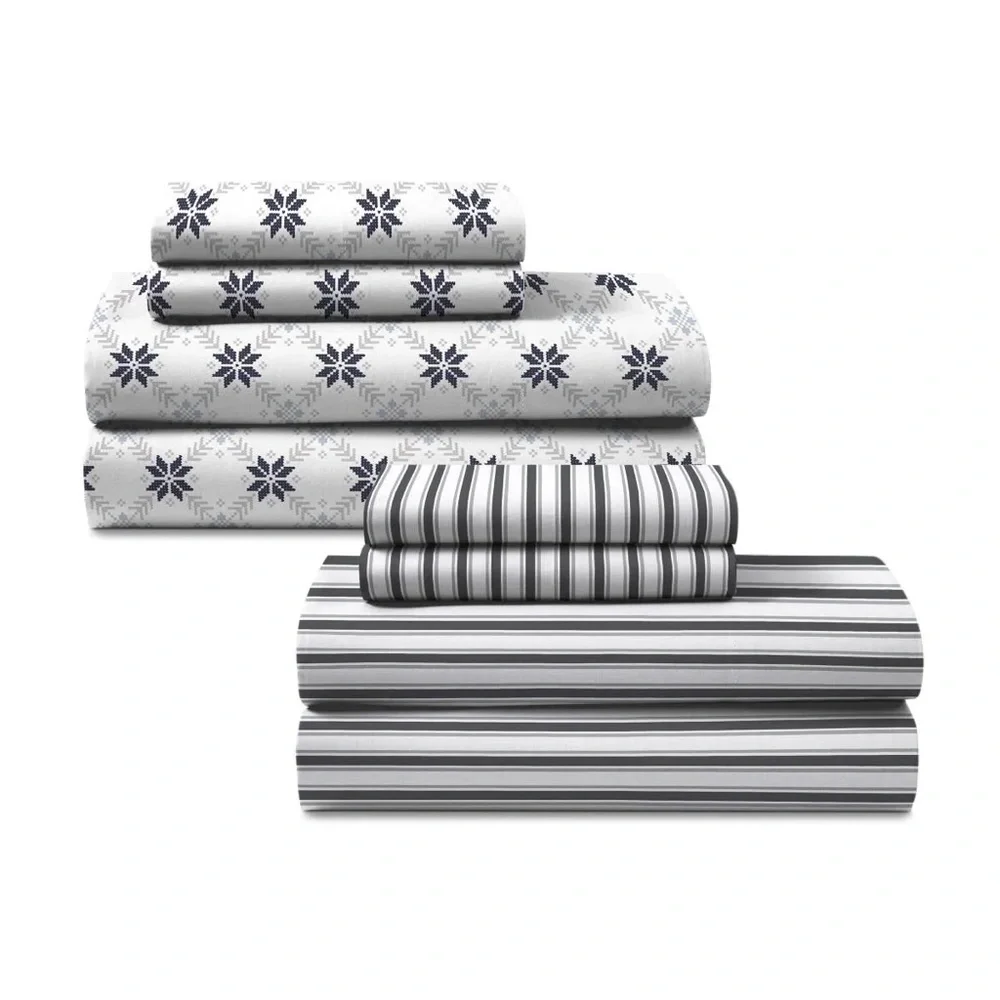 2 SETS XMAS SHEETS Two-Pack NEW Easy Living Holiday Microfiber Sheet Set - Picture 9 of 17